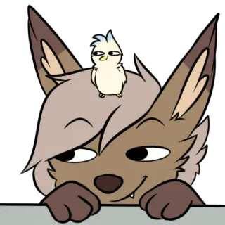 👈 898a05b3 卡通, 动物, 狐狸, 鸟, 可爱 telegram sticker