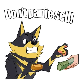 😨 124b94e0 Don't panic sell! anjing, panik, jual, uang, bisnis, keuangan, investasi telegram sticker