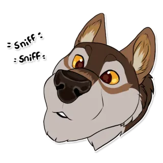 😘 0c13b066 Sniffs Sniffs loup, dessin animé, animal, autocollant, renifler, chien, poilu telegram sticker