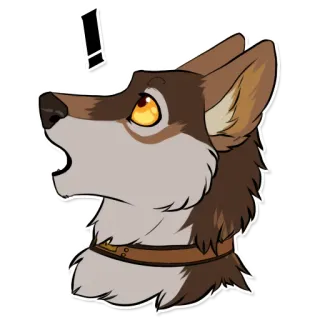 🙂 5aee8109 loup, animal, chien, hurlant, dessin animé, autocollant telegram sticker