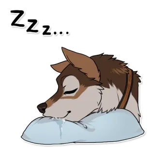 😴 902d26da Zzz.... chien, dormir, oreiller, dessin animé, husky, mignon, animal, zzz telegram sticker