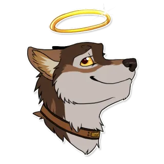 😇 9707103a chien, auréole, animal, animal de compagnie, dessin animé, mignon, autocollant telegram sticker