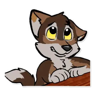 🙊 f8c282ce Loup, Animal, Autocollant, Dessin animé, Mignon, Marron, Fourrure, Chien, Amical telegram sticker