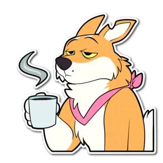 ☕ c8f6460b chó, corgi, cà phê, mệt mỏi, buồn ngủ, động vật, hoạt hình telegram sticker