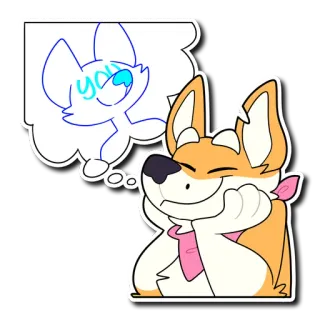 😊 f1ebf1f3 ya chó, corgi, mơ, hoạt hình, dễ thương, động vật, kỳ quặc telegram sticker