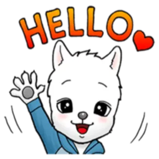 🙂 a2fbbe18 HELLO こんにちは, あいさつ, かわいい, 動物, 犬, 友好的, 手を振る telegram sticker