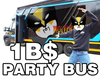 😈 27144e67 Wolverine 1 B$ PARTY BUS wolverine, party bus, million, argent, divertissement, véhicule telegram sticker