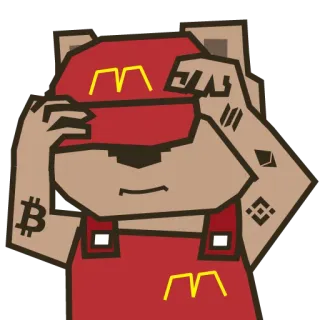 😔 b6f7cc53 urso, bitcoin, criptomoeda, meme, McDonalds, engraçado, arte digital telegram sticker