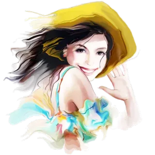 😄 87ba973a mulher, chapéu, sorriso, retrato, moda, beleza, estilo telegram sticker