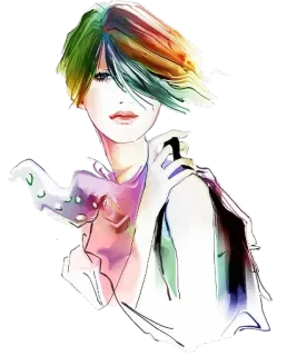 😁 a7d7cb78 moda, mulher, estilo, cabelo, arte, retrato telegram sticker