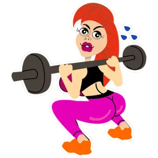 😂 7902b348 健身, 锻炼, 举重, 卡通, 深蹲, 健身房, 训练 telegram sticker