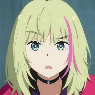 😕 9c41b8a9 anime, girl, character, blonde hair, blue eyes, choker telegram sticker