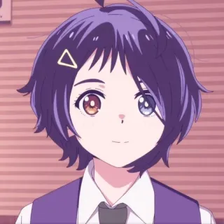 🙂 cd14de49 anime girl, heterochromia, short hair, purple hair, cartoon, character telegram sticker