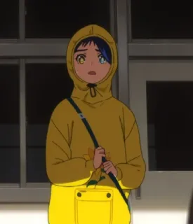 😨 378330cb Anime, Charakter, Gelber Hoodie, Kunst telegram sticker