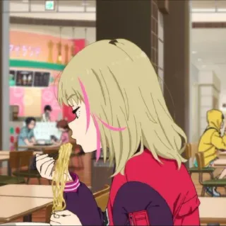 😶 8614191b Anime, Mädchen, Essen, Nudeln, Mittagessen, Frau telegram sticker