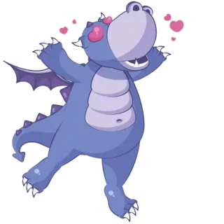 😍 3e255d6f dragão, fofo, corações, desenho animado, amor, fantasia whatsapp sticker