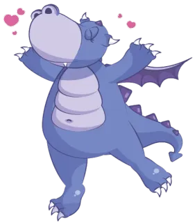 😝 f27f74d7 dragão, fofo, roxo, desenho animado, fantasia, amor, corações whatsapp sticker