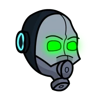 💬 22098fe9 personage, groene ogen, gasmasker, helm telegram sticker