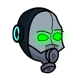 💬 37f52da3 gasmasker, futuristisch, gezicht, groene ogen, masker, technologie telegram sticker
