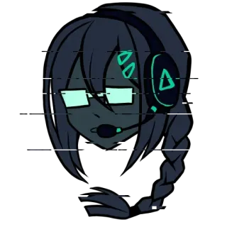 💬 568ba2e1 Anime meisje, Koptelefoon, Cartoon, Avatar, Gaming, Bril telegram sticker