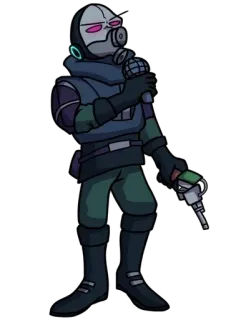 ⬆️ 7c887ab3 Combine, Half-Life, militair, gasmasker, soldaat, sciencefiction, videogame personage, wapen telegram sticker