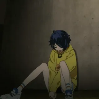 🌻 1654a65f 动漫, 悲伤, 孤独, 人, 坐着, 情绪 whatsapp sticker