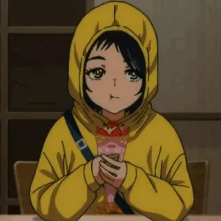 🌻 6298883e 动漫, 女孩, 帽衫, 吃东西, 卡哇伊, 可爱 whatsapp sticker