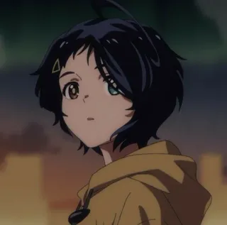 🌻 8c8b90af Ai Ohto Wonder Egg Priority 动漫, 女孩, 角色, 大户爱, 奇蛋物语, 黄色连帽衫, 短发 whatsapp sticker