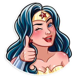 👍 7c43597e Wonder Woman 神奇女侠, DC漫画, 超级英雄, 眨眼, 点赞, 卡通, 女性角色 telegram sticker