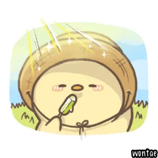🐤 c02a2569 WONTAE Cartone animato, Personaggio, Carino, Ghiacciolo, Felice telegram sticker