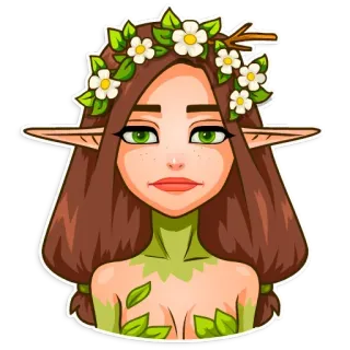 😐 14a8b612 elfe, fantasy, wald, frau, fee, natur, blumen telegram sticker