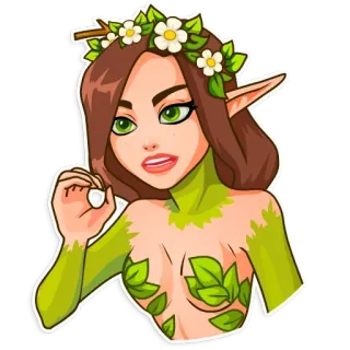 👌 59b5d095 Elf, Frau, Fantasy, Natur, Blumenkranz telegram sticker