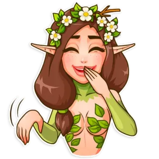 😁 fb536c31 elfe, fantasy, frau, natur, comic telegram sticker