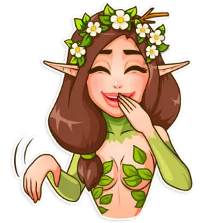 😂 1e65b540 elfe, frau, blumen, wald, natur, comic, fantasy telegram sticker