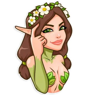 ☝ 3aa10e83 Elf, Frau, Fantasy, Blumenmuster, Magie telegram sticker