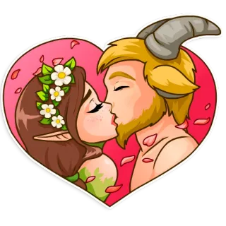 ❤ 669525d1 küssen, liebe, elfe, faun, fantasy, herz, romantik, paar telegram sticker