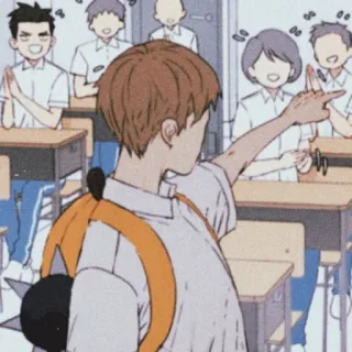 😎 50b7c133 中指, 不雅手势, 教室, 动漫, 漫画, 学生, 学校 telegram sticker