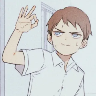👌 76c97fd7 动漫 男孩, 角色, OK手势, 得意, 校服, 卡通, 贴纸 telegram sticker