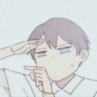 👈 b1d0a4a4 动漫, 敬礼, 男孩, 思考, 卡通, 可爱 telegram sticker
