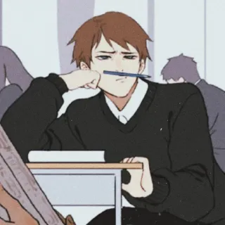 😐 f6e4ee6a 学生, 教室, 学校, 思考, 学习, 书桌 telegram sticker