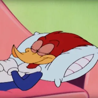😴 86f62235 Woody Woodpecker cartoon, sleeping, funny, lazy, napping telegram sticker