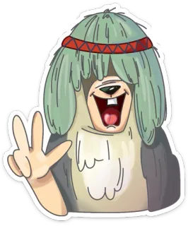 ✌ 448b4508 hippie, peace sign, cartoon, sticker, character, animal, peace whatsapp sticker