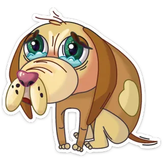 😣 75edc706 dog, sad, cry, sticker, cartoon, animal, puppy whatsapp sticker