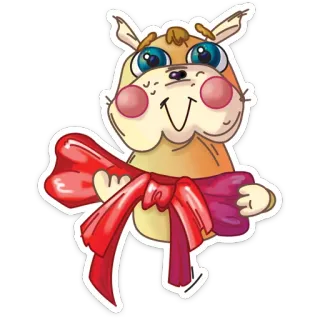 🎀 227ee523 desenho animado, animal, cachorro, laço, fofo, alegre, brincalhão, presente telegram sticker