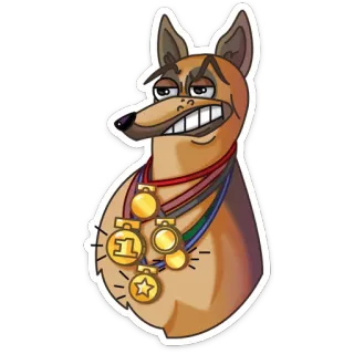 🏅 2d0d89a9 cão, medalhas, campeão, desenho animado, animal telegram sticker