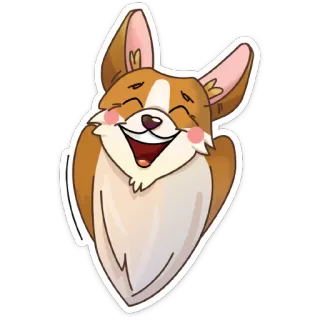 😄 941b5905 cachorro, corgi, animal, desenho animado, fofo, feliz, sorrindo, adesivo telegram sticker