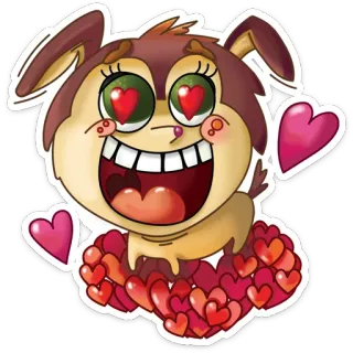 😍 e21d5489 desenho animado, cachorro, corações, amor, fofo, animal telegram sticker
