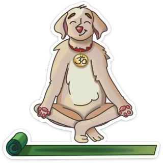 ☝ fb80b55f cachorro, yoga, meditação, posição de lótus, símbolo Om, relaxamento, animal de estimação telegram sticker