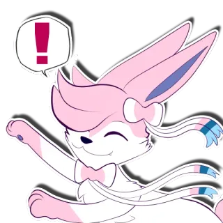 😏 bf403740 Sylveon Pokemon ! pokemon, sylveon, folletto, esclamazione, carino, allerta, adesivo whatsapp sticker