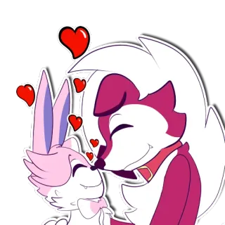 💖 ca8743ac cartoni animati, animali, amore, cuori, carino, adesivo, coniglio, cane whatsapp sticker